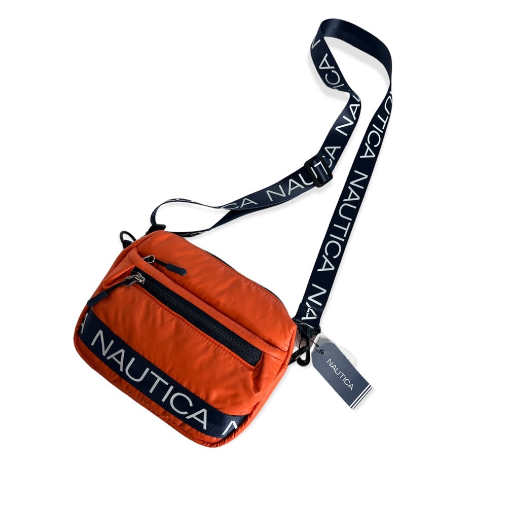 Nautical Crossbody Bag Orange Navy Logo Shoulder Bag Puffer Waist padded - Picture 14 of 16